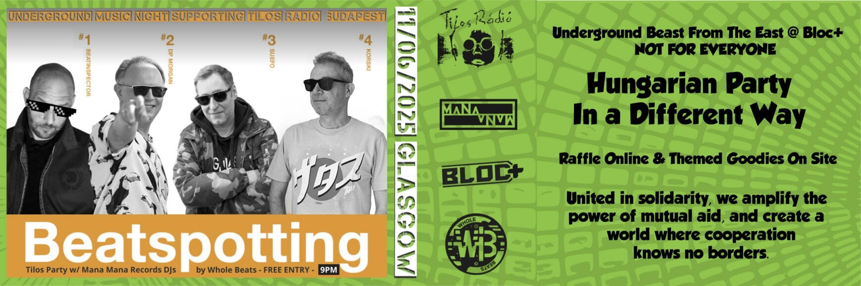 Event Flyer Event Flyer showing participating DJs , brand logos nad brief description of the event